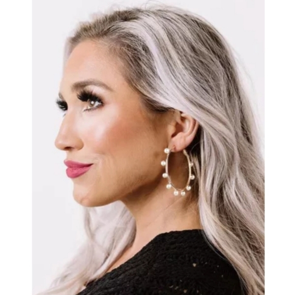 Private Label Jewelry - HOST PICK Sweet Pearl Hoop Earrings